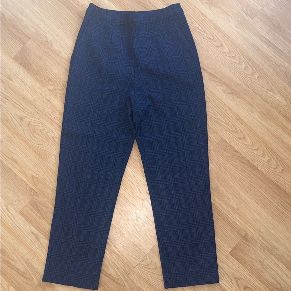 Lovers + Friends Navy Plaid Blue Black Pants Trousers High Waist Small